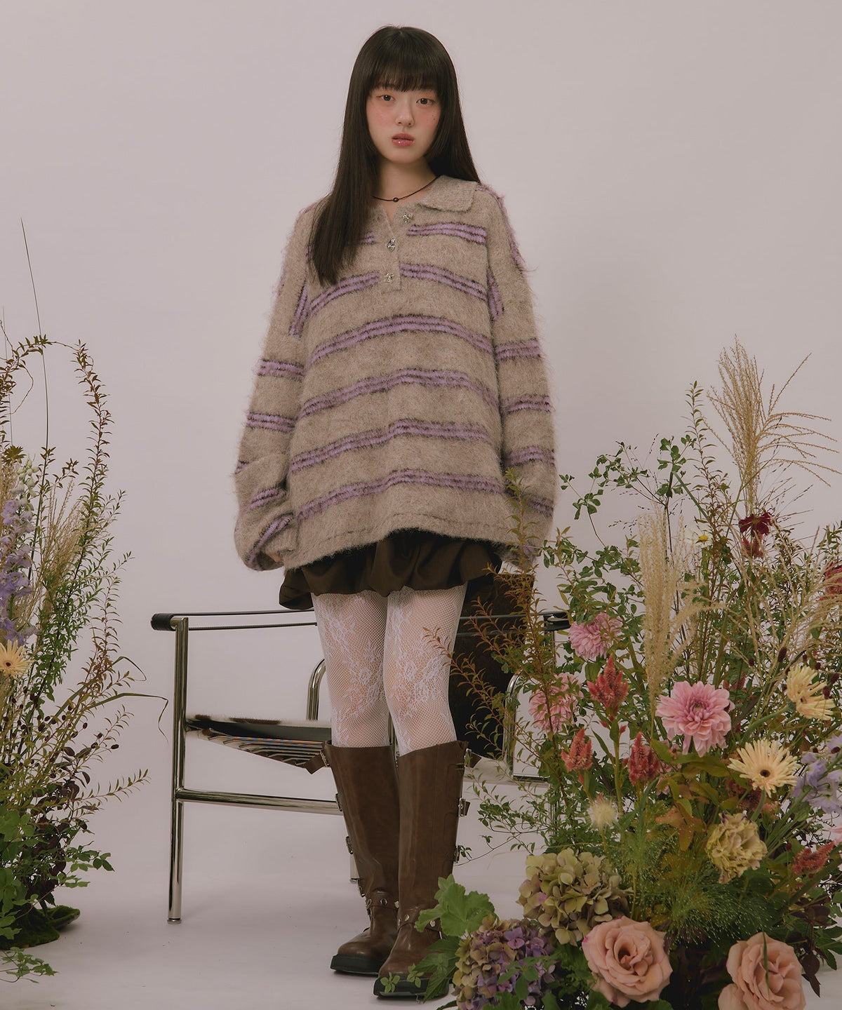 loin nuit striped pattern button knit - Image 54
