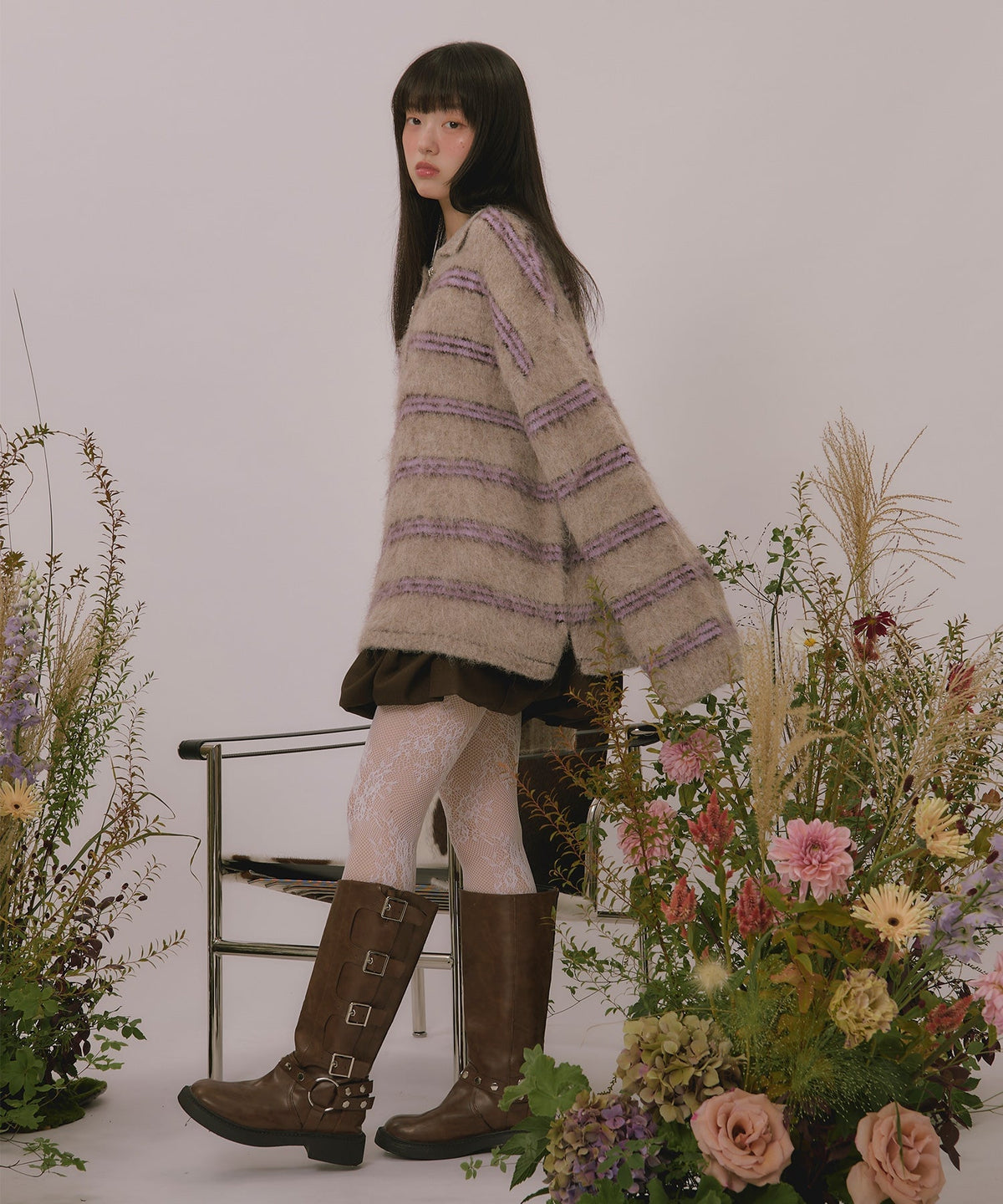 loin nuit striped pattern button knit - Image 58