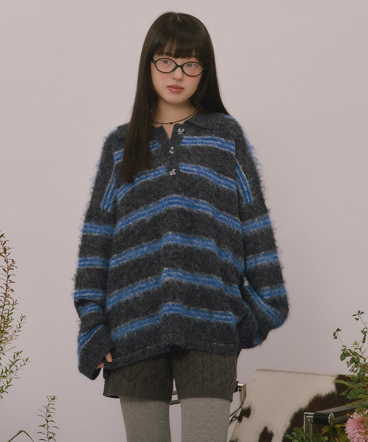 loin nuit striped pattern button knit - Image 6