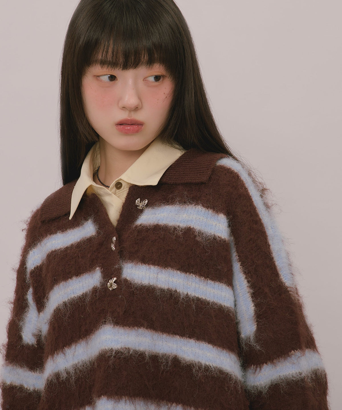 loin nuit striped pattern button knit - Image 65