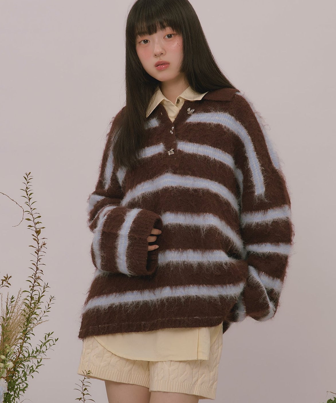 loin nuit striped pattern button knit - Image 66