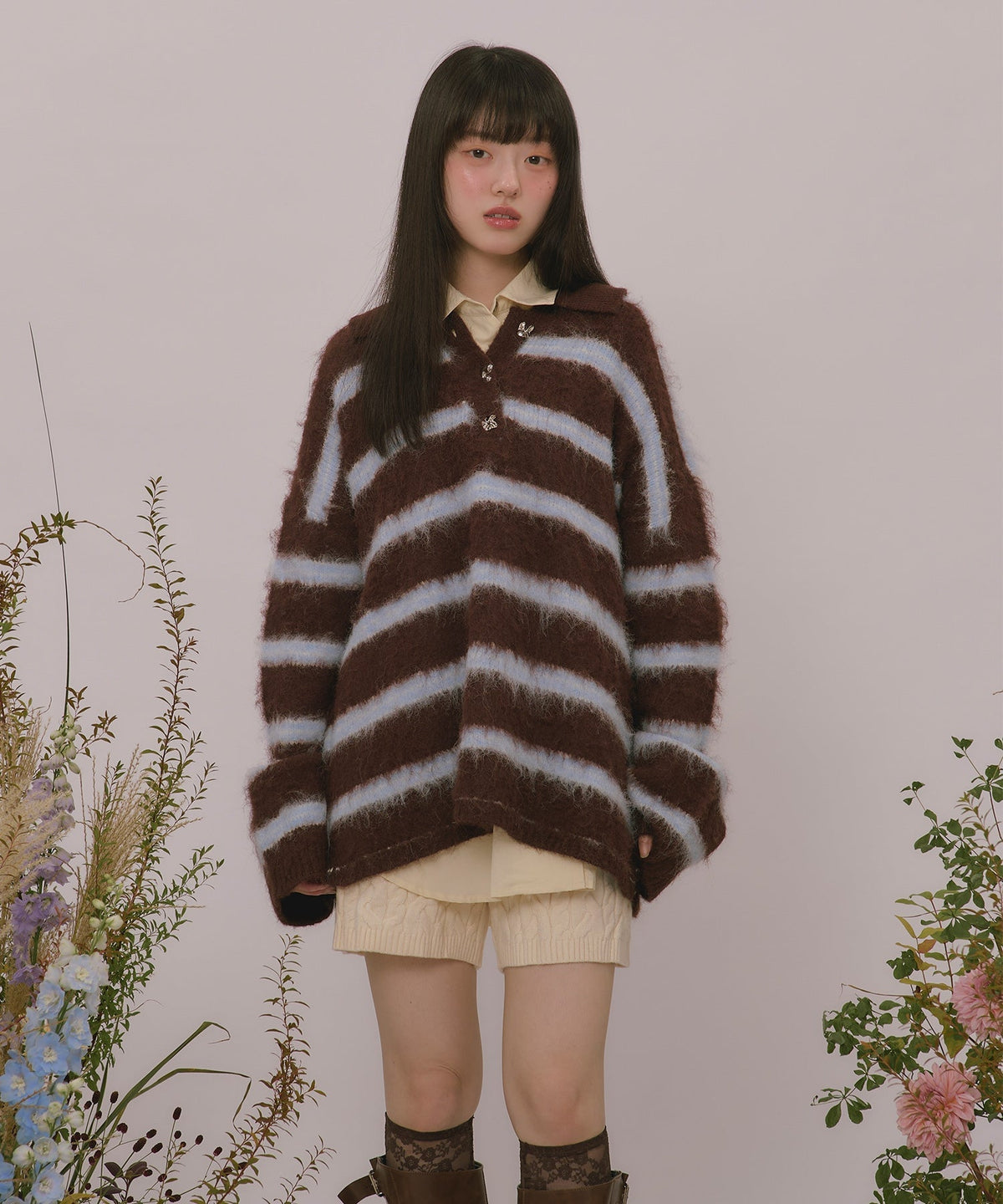 loin nuit striped pattern button knit - Image 67