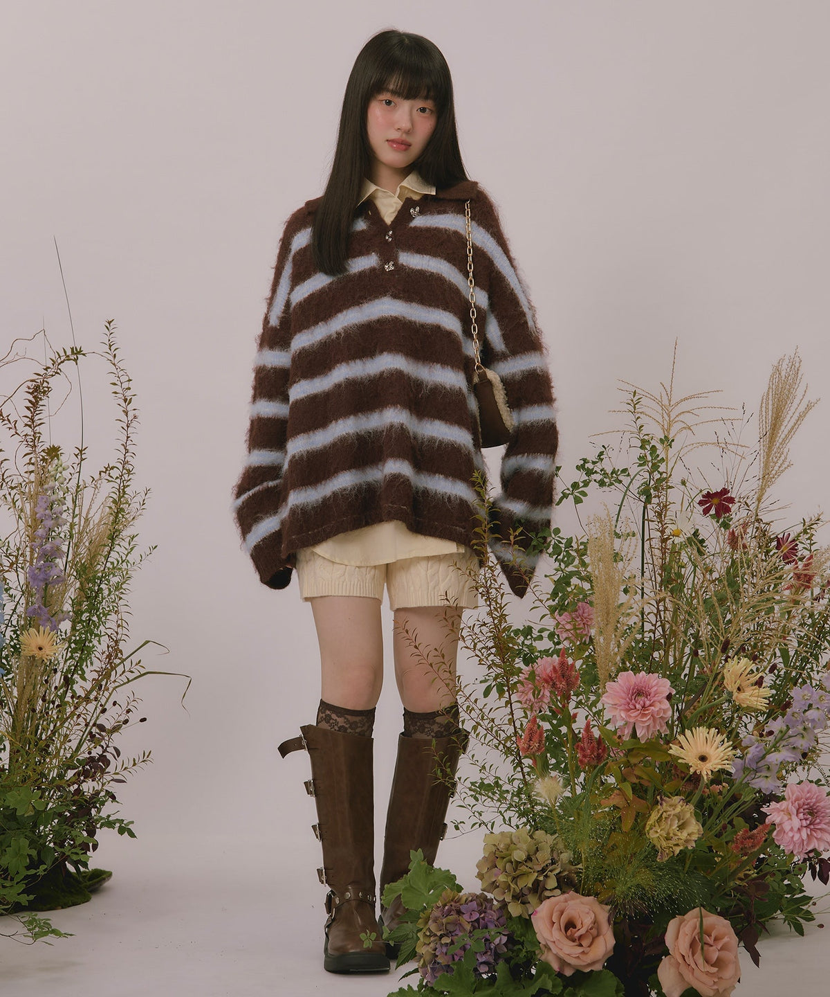 loin nuit striped pattern button knit - Image 69