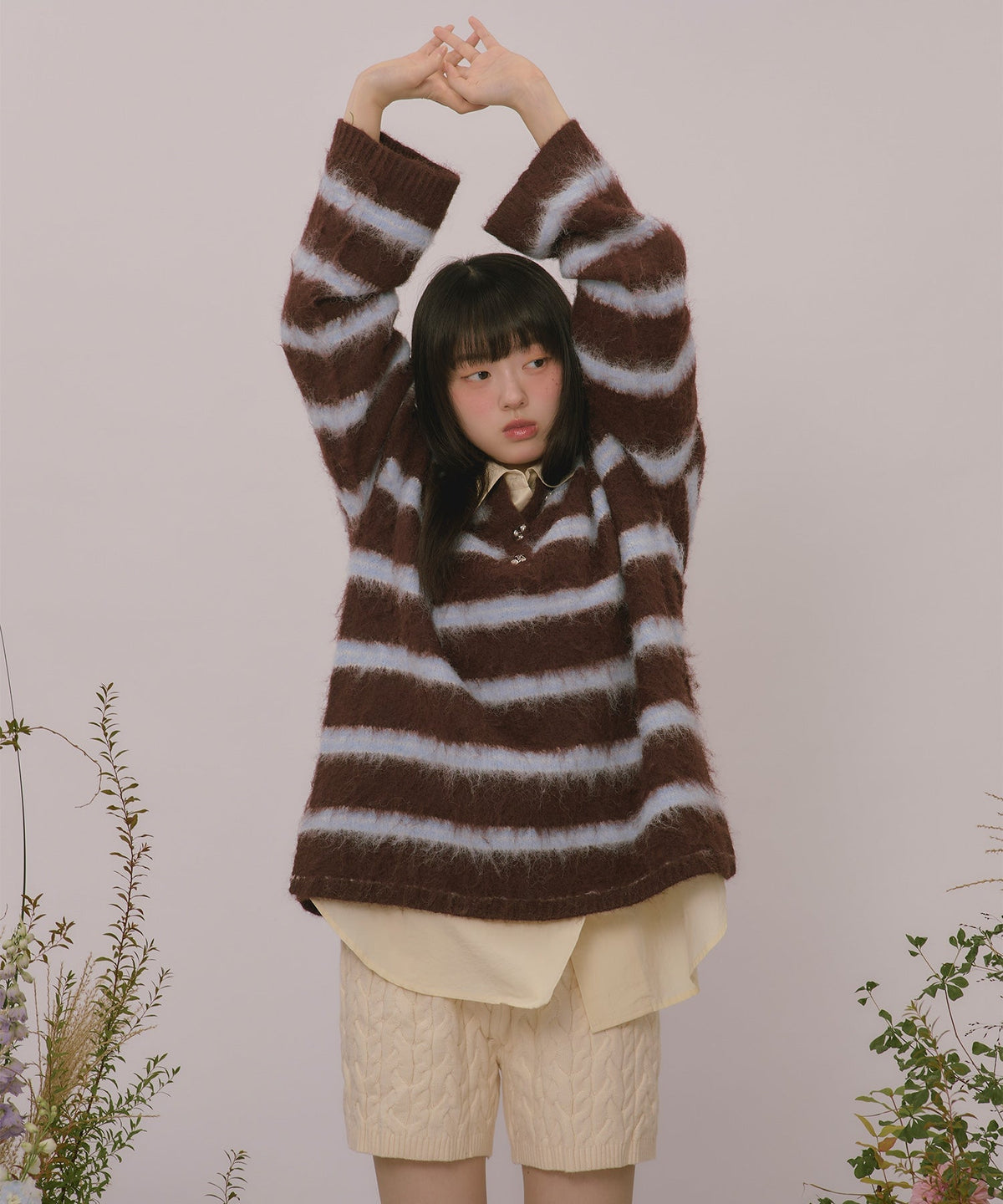 loin nuit striped pattern button knit - Image 79
