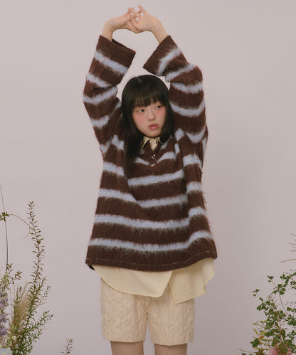 loin nuit striped pattern button knit - Image 79