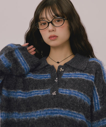 loin nuit striped pattern button knit - Image 8