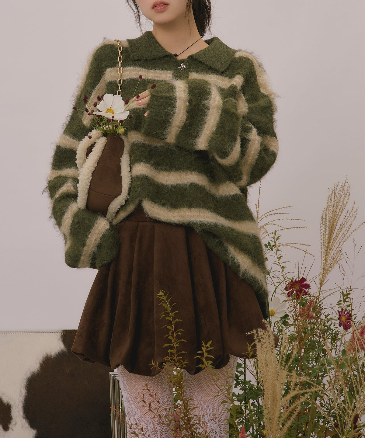 loin nuit striped pattern button knit - Image 85