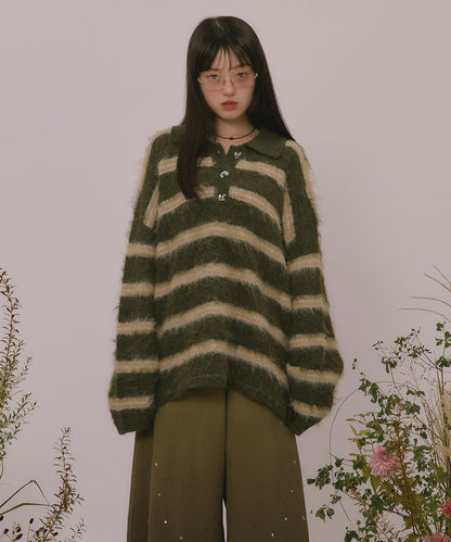 loin nuit striped pattern button knit - Image 86