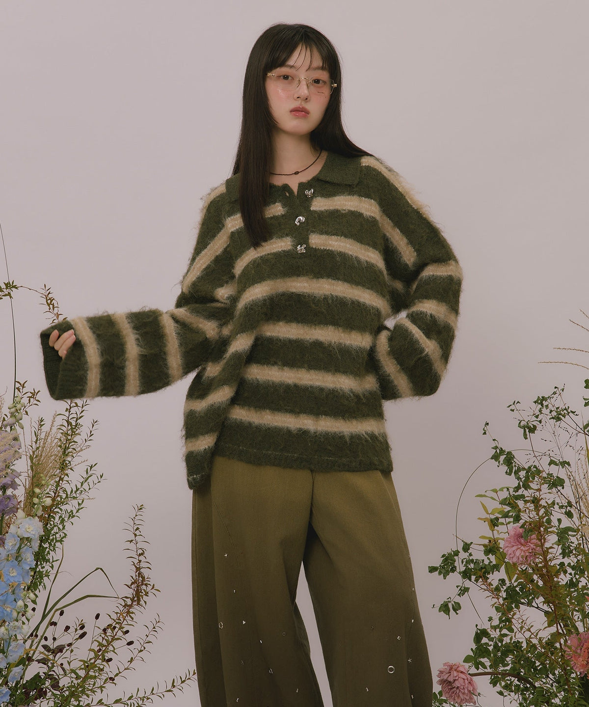 loin nuit striped pattern button knit - Image 87