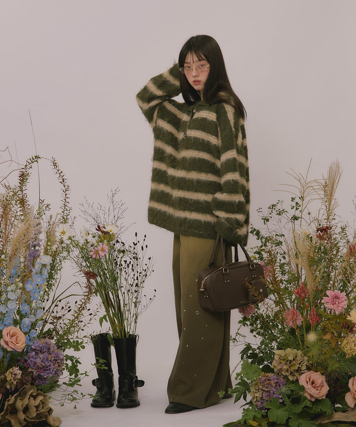 loin nuit striped pattern button knit - Image 92
