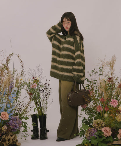 loin nuit striped pattern button knit - Image 92