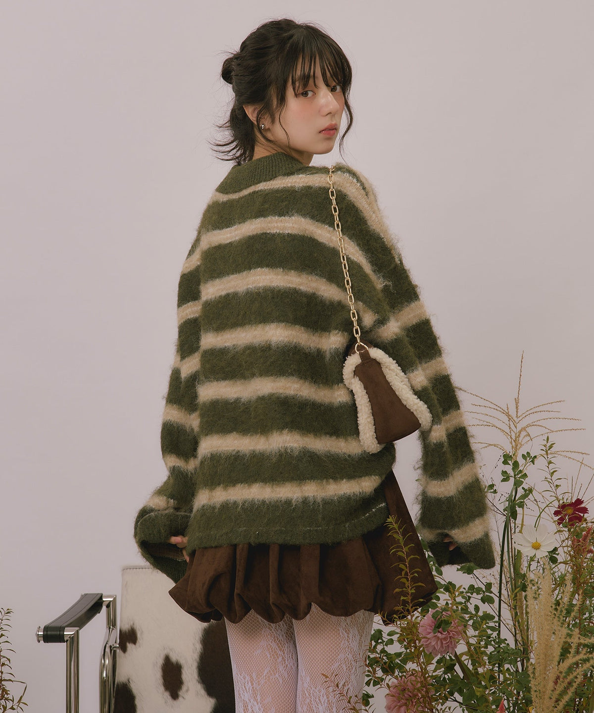 loin nuit striped pattern button knit - Image 98