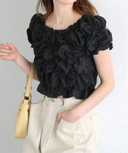 [No Button !] Shirring Blouse