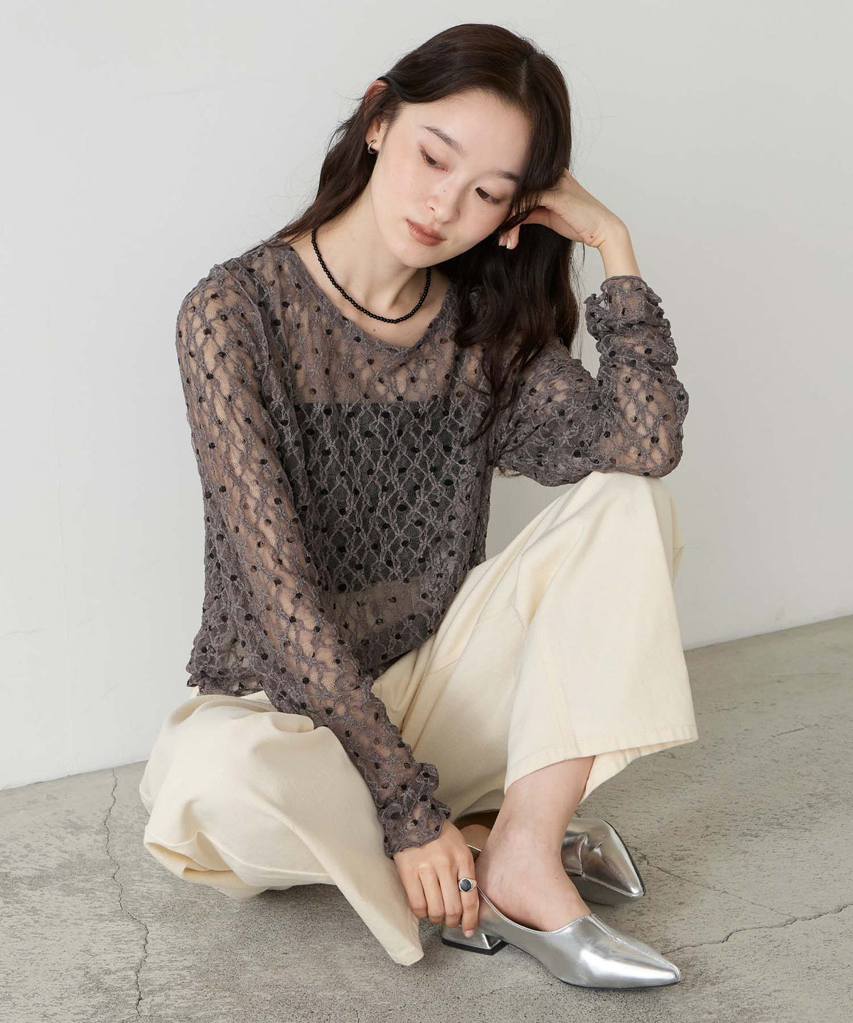 forksy 必入碎花/波點Sheer Lace Top - Image 5