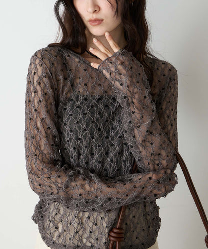 forksy 必入碎花/波點Sheer Lace Top - Image 49