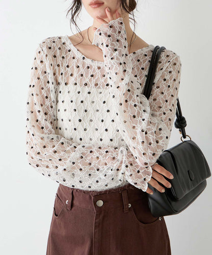 forksy 必入碎花/波點Sheer Lace Top - Image 11