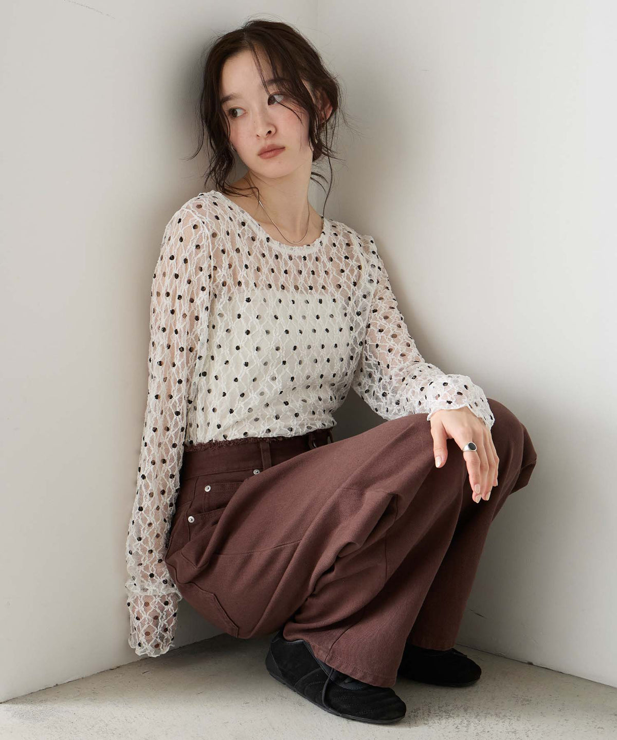 forksy 必入碎花/波點Sheer Lace Top - Image 12