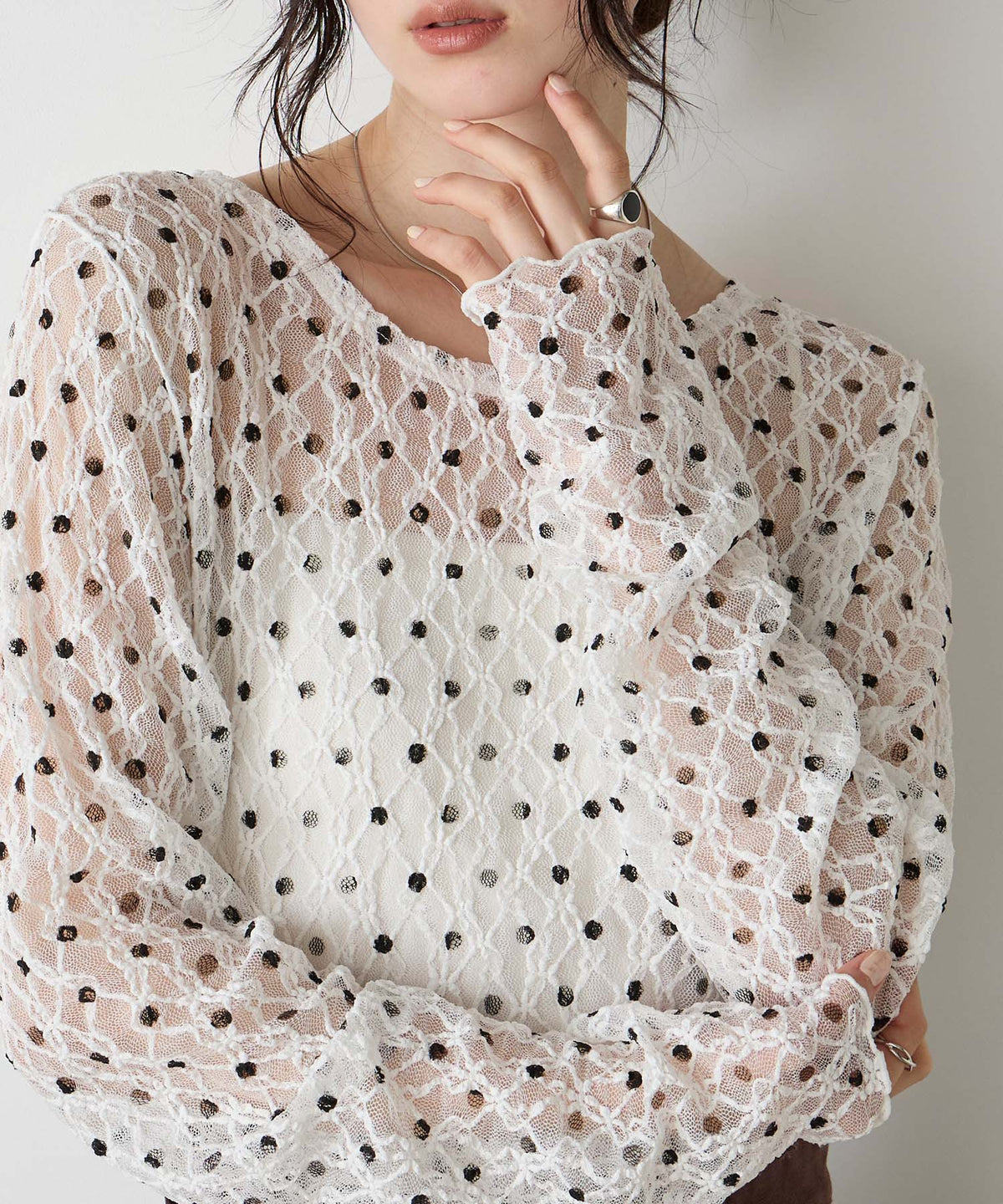 forksy 必入碎花/波點Sheer Lace Top - Image 16