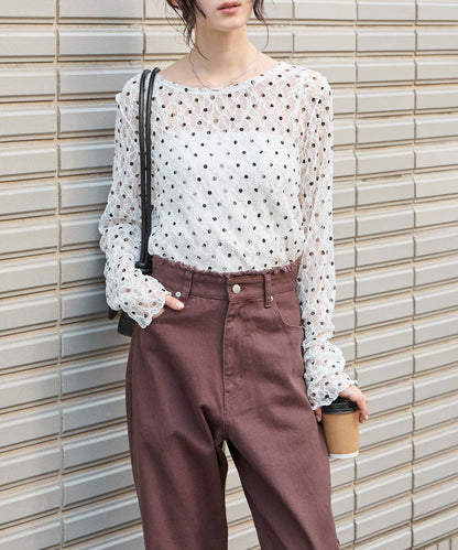 forksy 必入碎花/波點Sheer Lace Top - Image 20