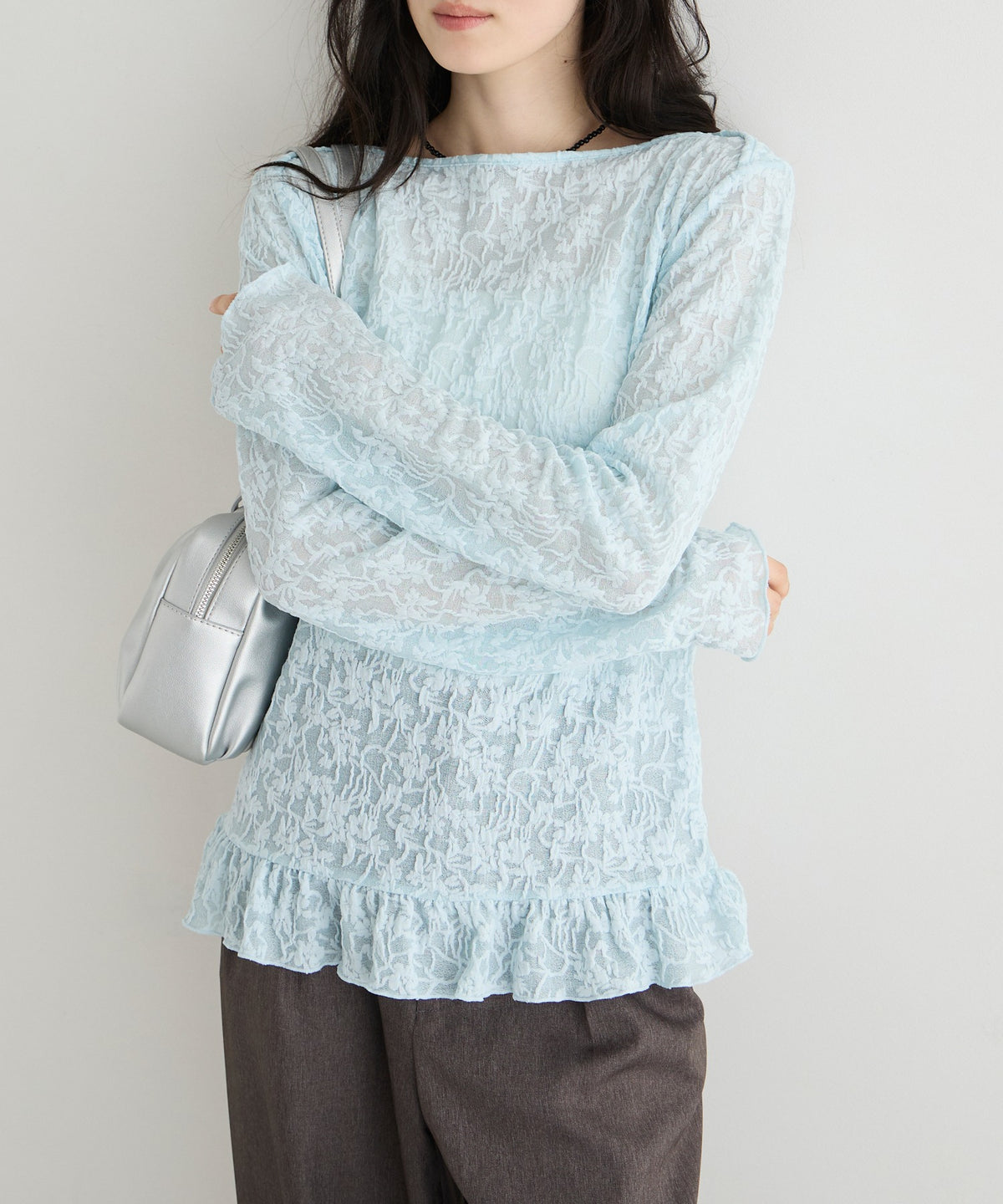 forksy. flower lace 船領木耳邊Top - Image 5
