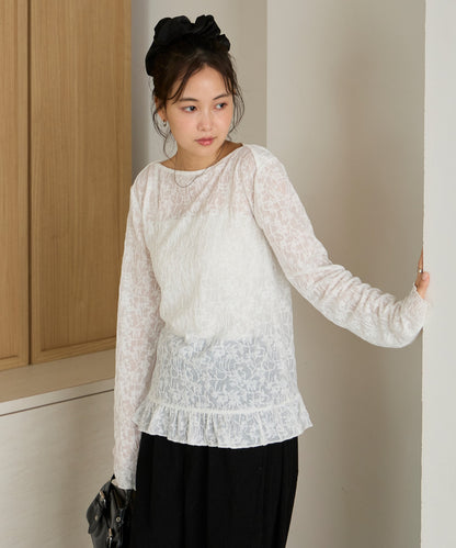forksy. flower lace 船領木耳邊Top - Image 11