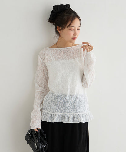 forksy. flower lace 船領木耳邊Top - Image 12