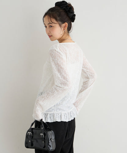 forksy. flower lace 船領木耳邊Top - Image 14