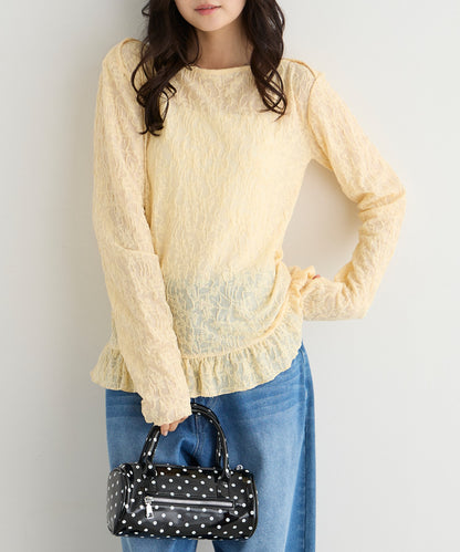 forksy. flower lace 船領木耳邊Top - Image 34