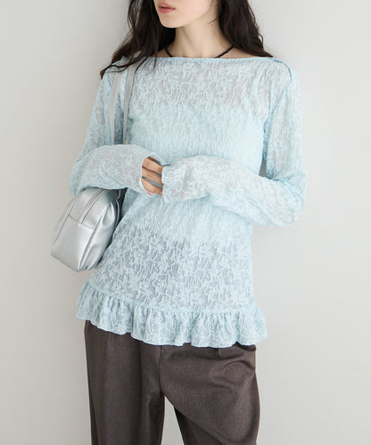 forksy. flower lace 船領木耳邊Top - Image 46