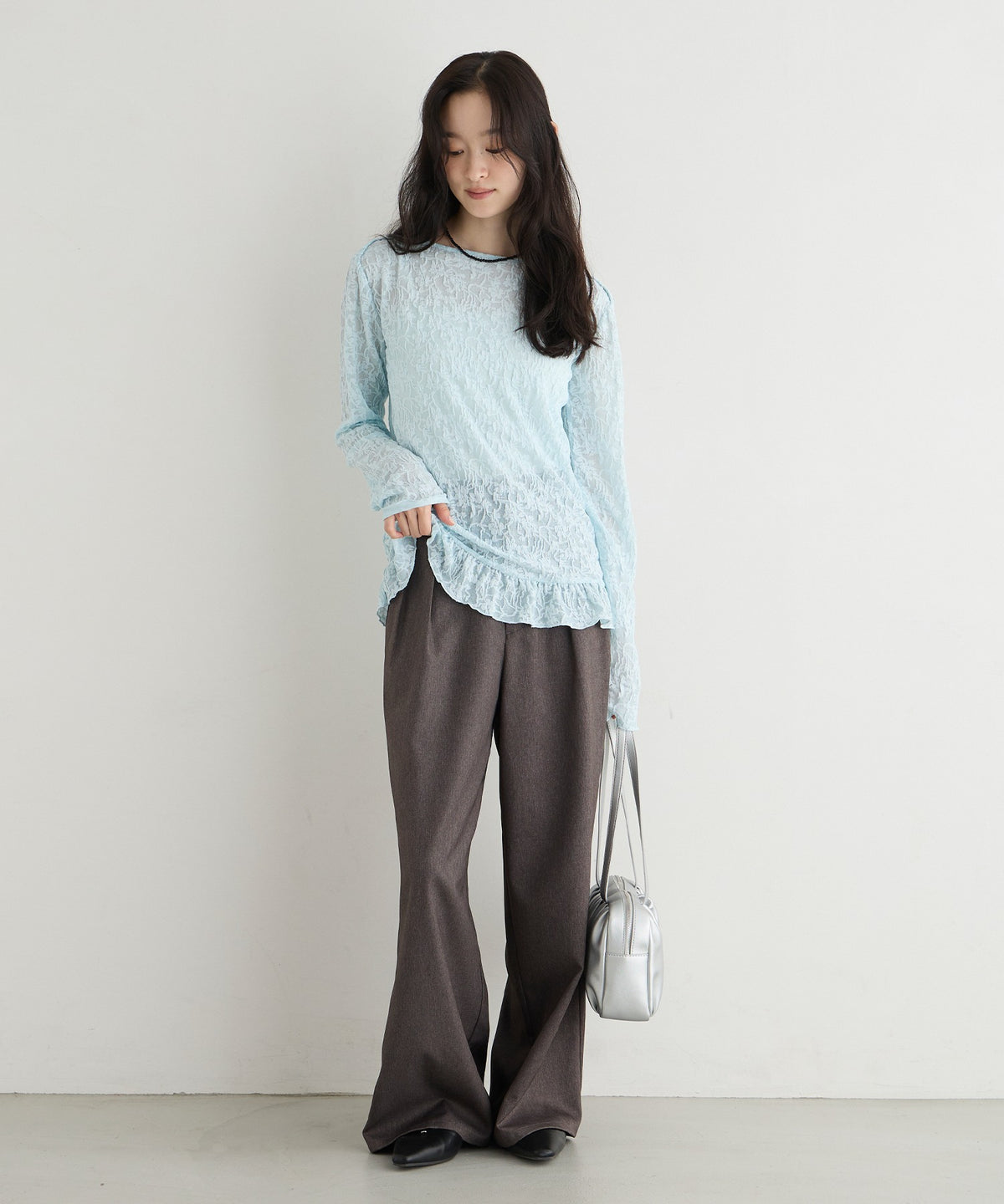 forksy. flower lace 船領木耳邊Top - Image 50