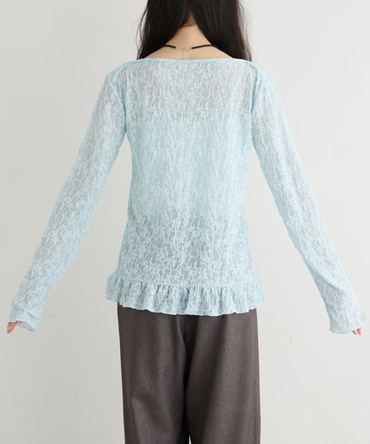 forksy. flower lace 船領木耳邊Top - Image 58