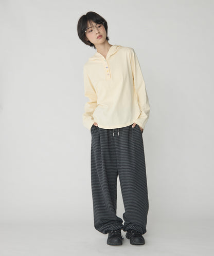 unblend 彩色紐 Henley Neck Hoodie Top - Image 30