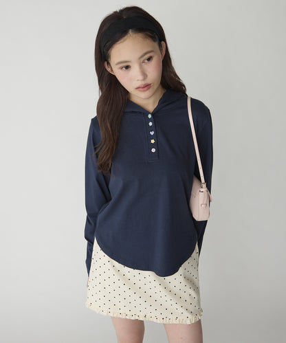 unblend 彩色紐 Henley Neck Hoodie Top - Image 20