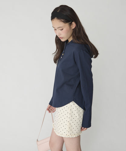 unblend 彩色紐 Henley Neck Hoodie Top - Image 21