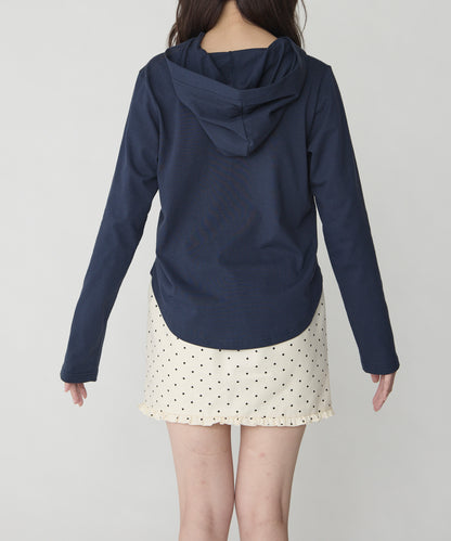 unblend 彩色紐 Henley Neck Hoodie Top - Image 58