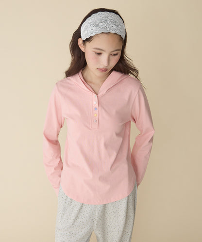 unblend 彩色紐 Henley Neck Hoodie Top - Image 37