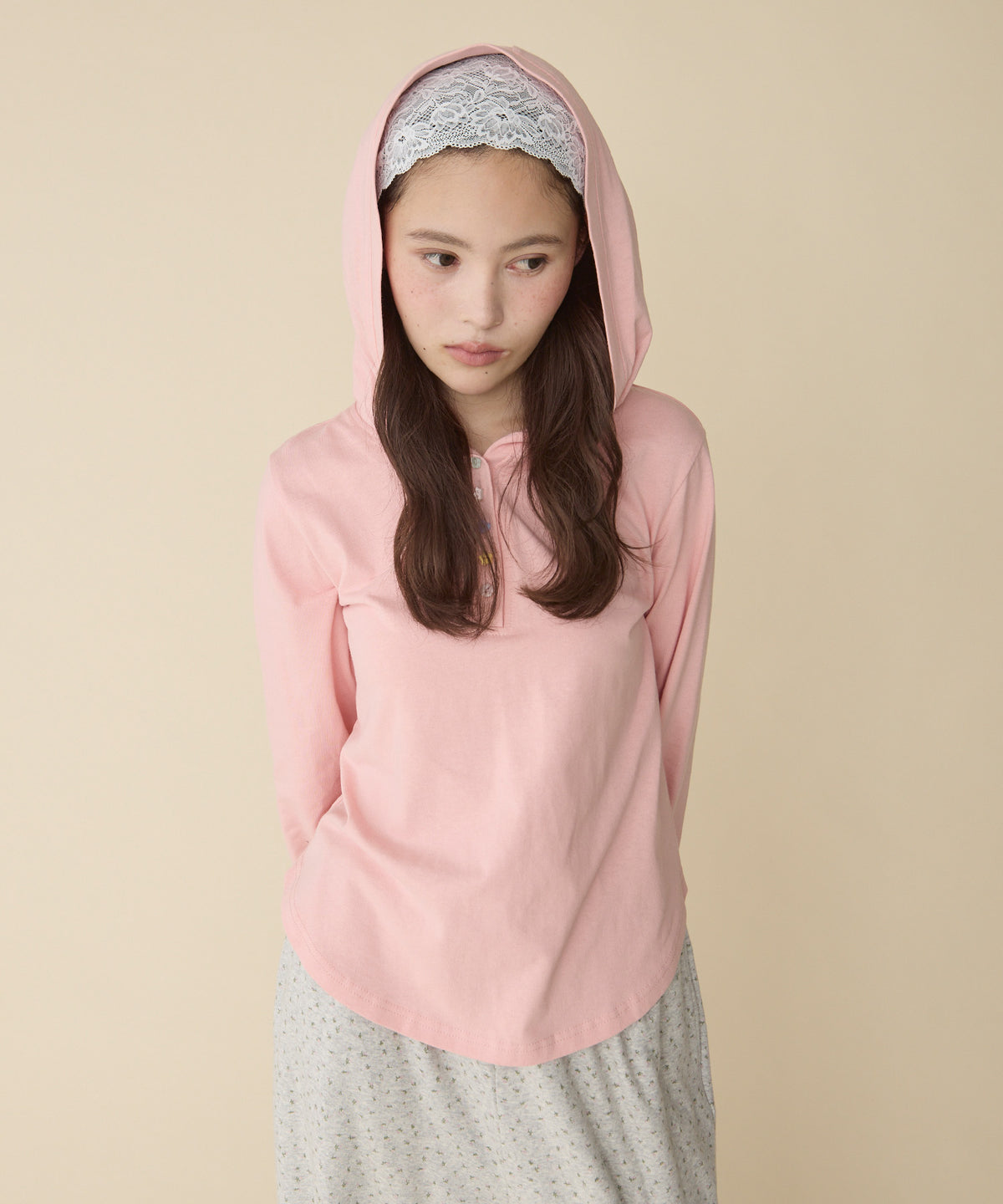 unblend 彩色紐 Henley Neck Hoodie Top - Image 38