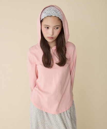unblend 彩色紐 Henley Neck Hoodie Top - Image 38