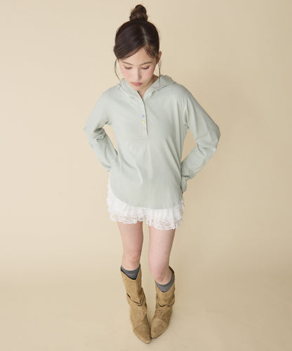 unblend 彩色紐 Henley Neck Hoodie Top - Image 40