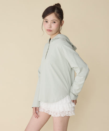 unblend 彩色紐 Henley Neck Hoodie Top - Image 44