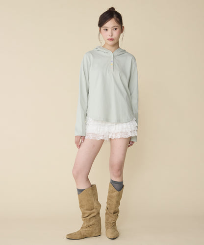 unblend 彩色紐 Henley Neck Hoodie Top - Image 47