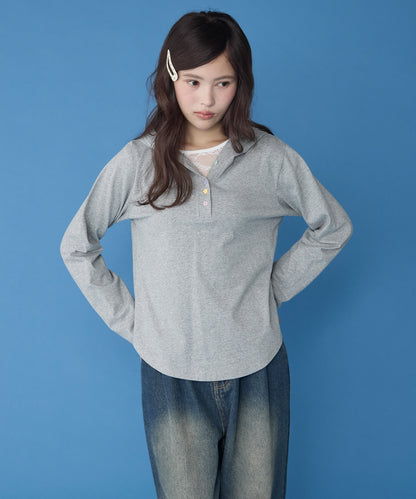 unblend 彩色紐 Henley Neck Hoodie Top - Image 10
