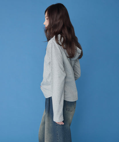 unblend 彩色紐 Henley Neck Hoodie Top - Image 11