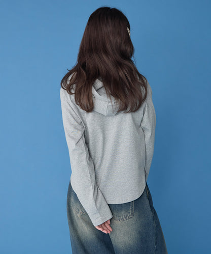 unblend 彩色紐 Henley Neck Hoodie Top - Image 12