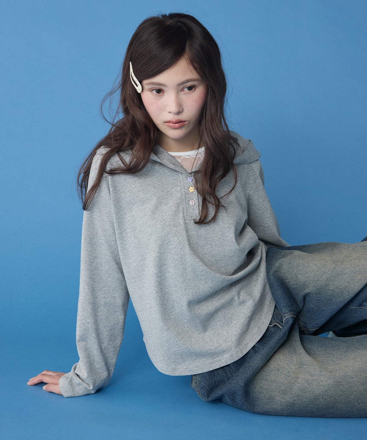 unblend 彩色紐 Henley Neck Hoodie Top - Image 16