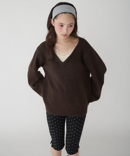 unblend Faux-layered lace V-neck knit - Image 3