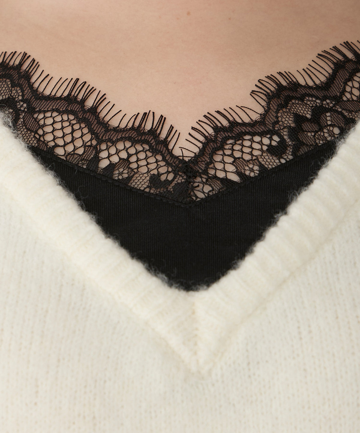 unblend Faux-layered lace V-neck knit - Image 61