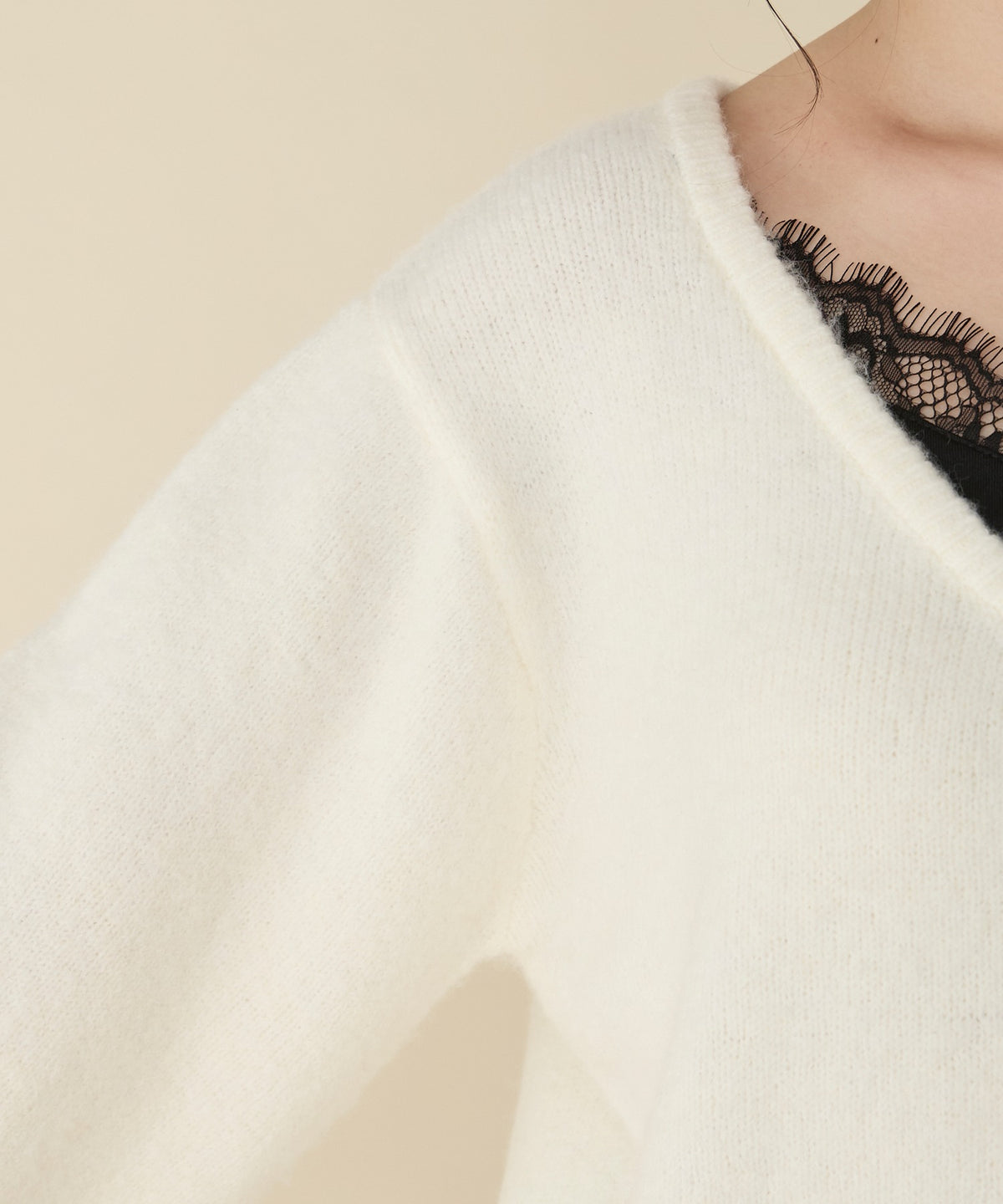 unblend Faux-layered lace V-neck knit - Image 62