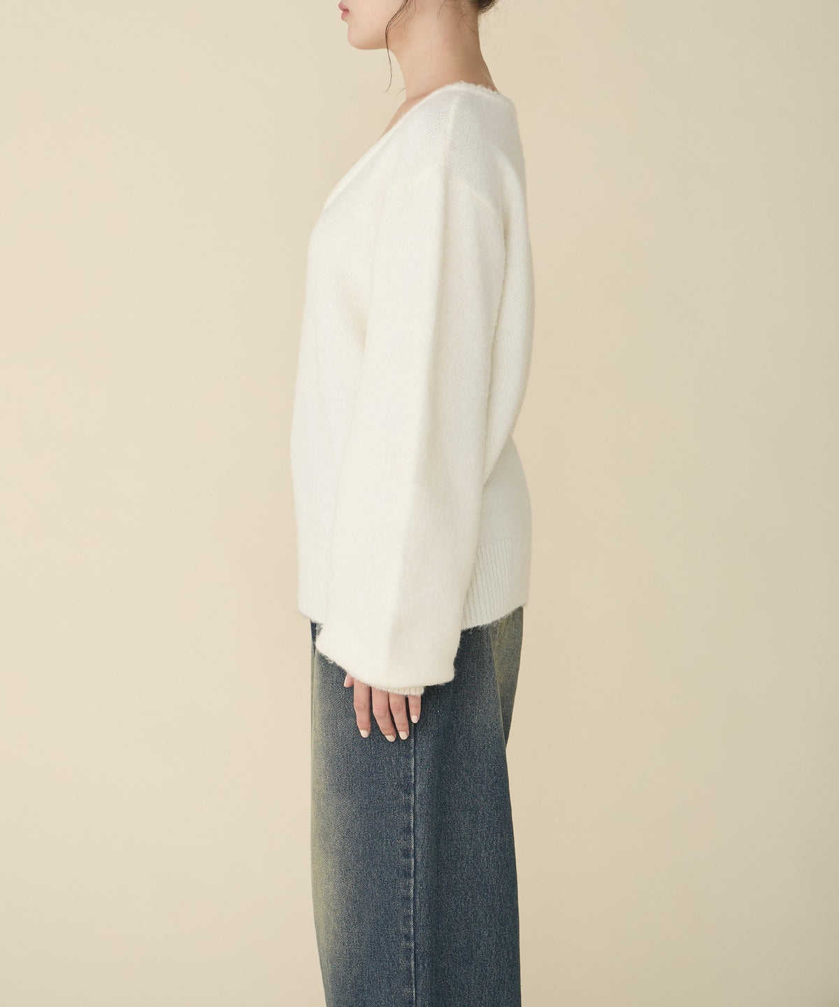 unblend Faux-layered lace V-neck knit - Image 65