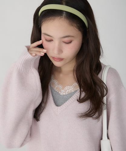 unblend Faux-layered lace V-neck knit - Image 31